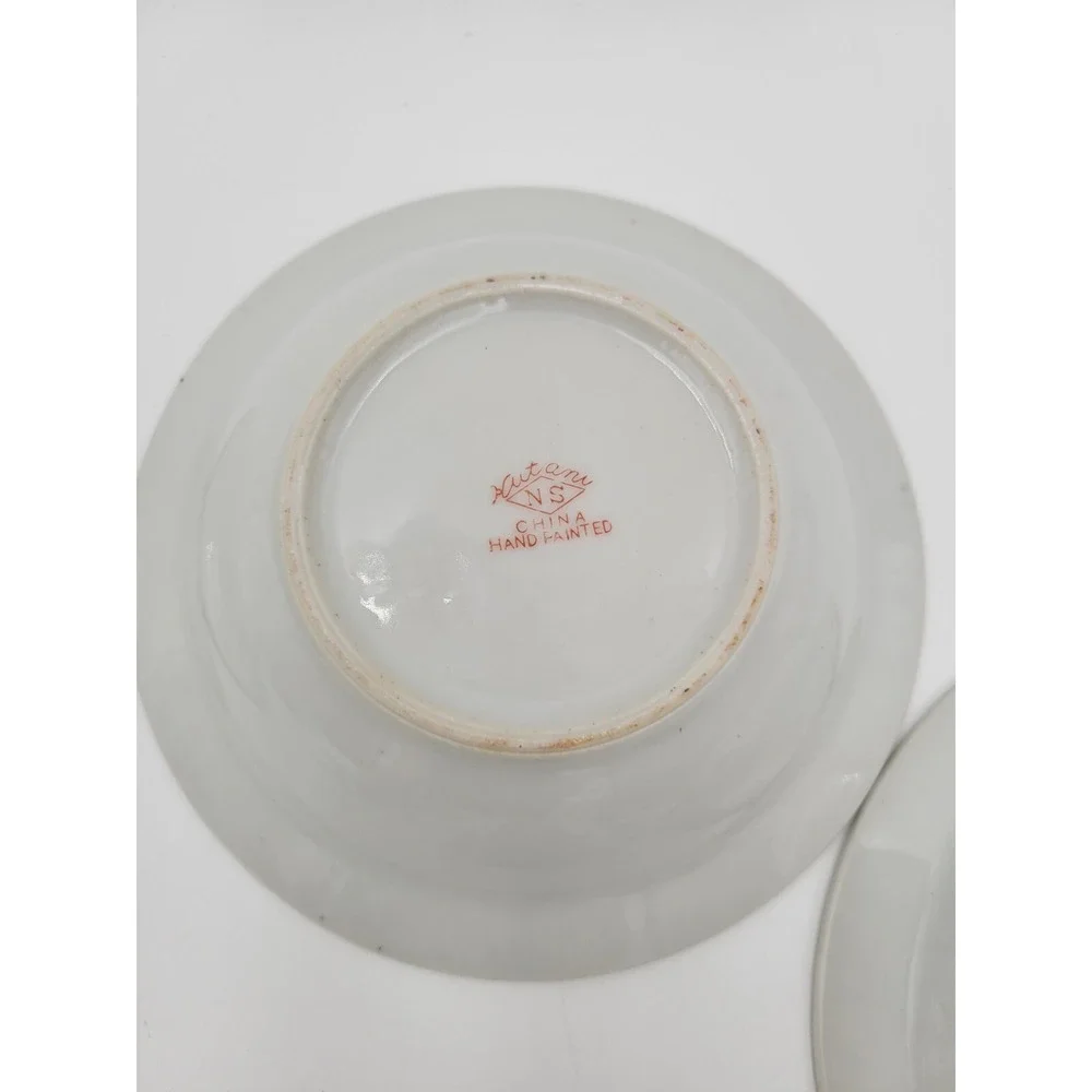Set of 5 Vintage‎ NS Kutani Japan KUT21 berry dessert Bowls pink beaded textured